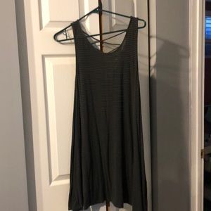 Striped summer dress with cross cross back